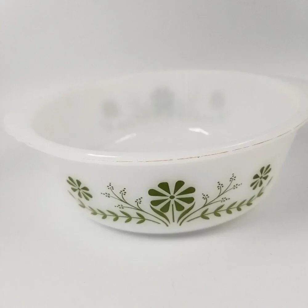 Vintage Glasbake Daisy Day Jeannette Casserole Dish Divided Vegetable Lot 2